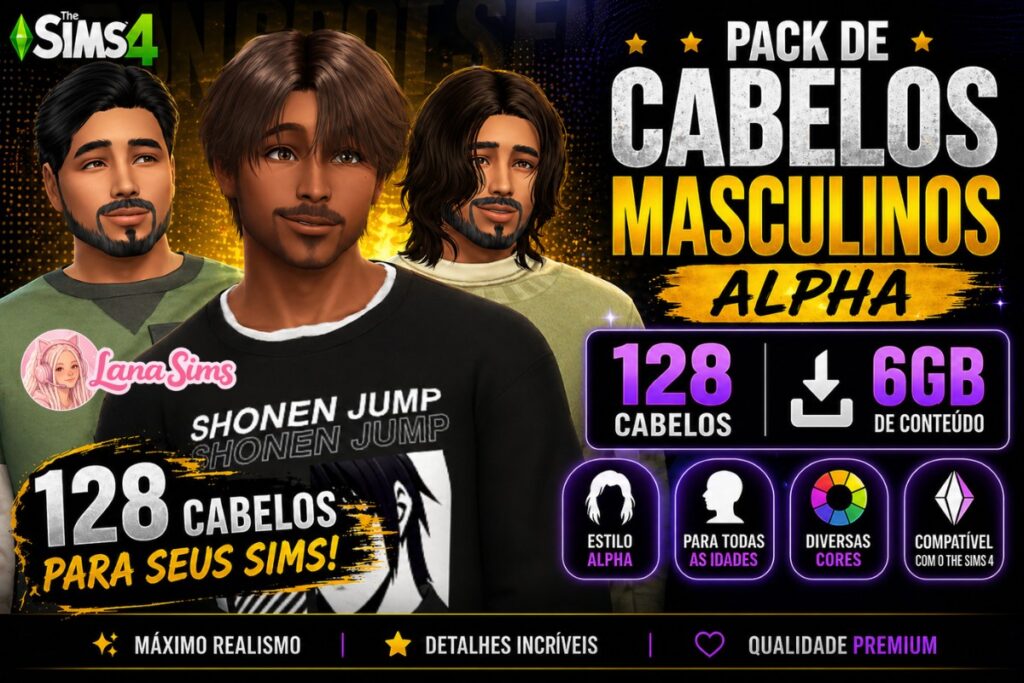 mega pack de cabelos masculinos alpha
